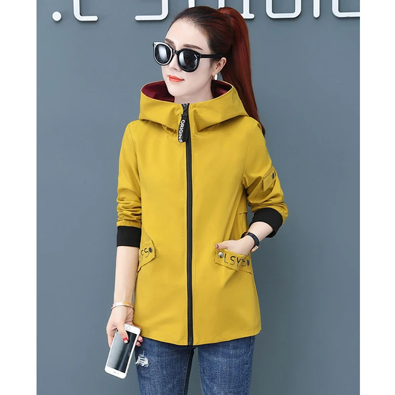 Plus Size 4XL Jacket Women Short 2019 Thin Loose Long Sleeve Hooded PocketZipper Casual Coat Female Windbreaker Outwear | Женская одежда