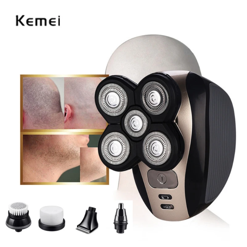 Kemei KM-1000 5 в 1 электробритва перезаряжаемая 5 лезвий бритва, нос ушные волосы триммер для бороды 5D машинка для стрижки волос уход за лицом для мужчин