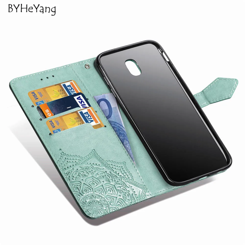 Чехол для Samsung Galaxy J7 2017 с подставкой для карт и кожаным флипом для Европы / Профессиональной модели.