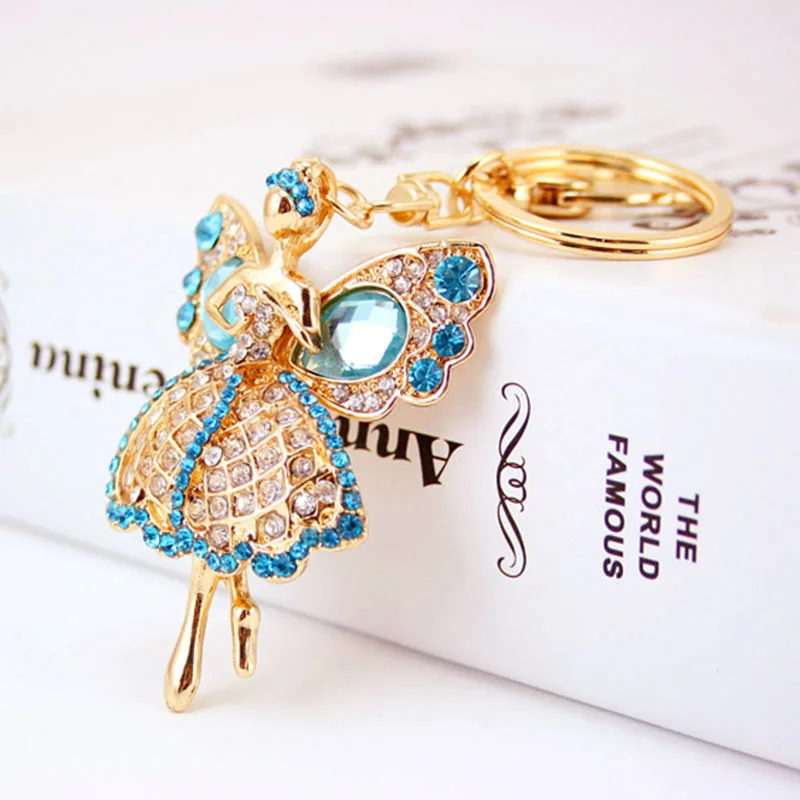 RE Lucky Angel Wings Elves Кристалл Брелок держатель для ключей женская сумка Автомобильная Подвеска Брелки Аксессуары для ключей J2630