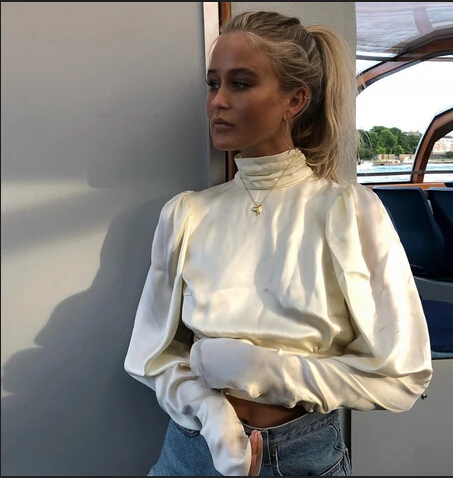 Женская модная офисная Водолазка с длинным рукавом плотная блузка рубашка