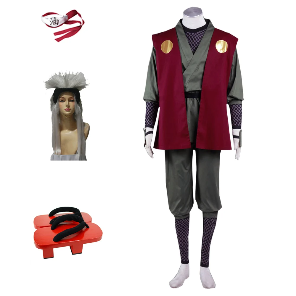 Индивидуальные Аниме Наруто Косплей Костюм Jiraiya кимоно полный набор одежды парик с головной повязкой Сабо костюмы для Хэллоуина