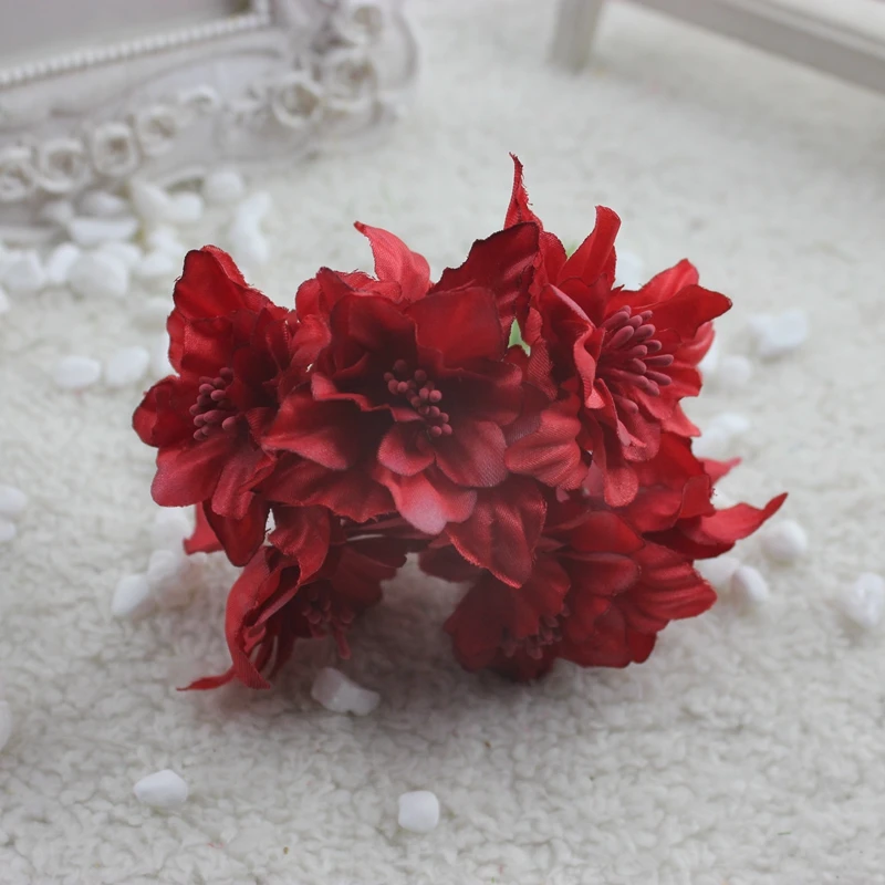 12 шт./лот недорогой букет из искусственных шелковых лилий с градиентом 4 5 см для