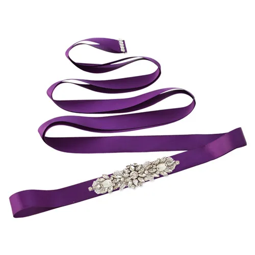 Purple TOPQUEEN S337 формальные ремни для женщин платья Блестящие ремни для женщин Ювелирный пояс для свадебного платья нарядный пояс со стразами - Цвет: Purple