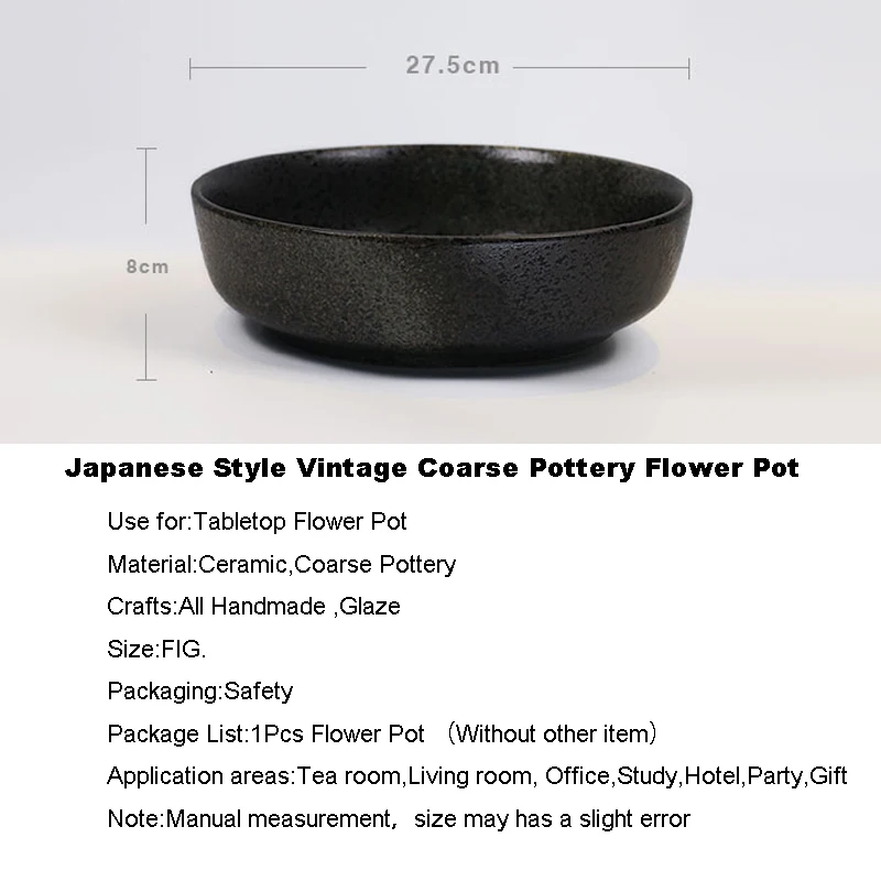 Винтажная черная грубая Керамика в японском стиле ваза для цветов настольная