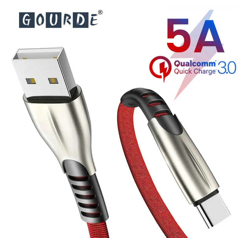 Gourde USB C кабель 5A usb type 3 м Быстрая зарядка для samsung Galaxy S10 huawei P30 Pro c Xiaomi Redmi note7|Кабели
