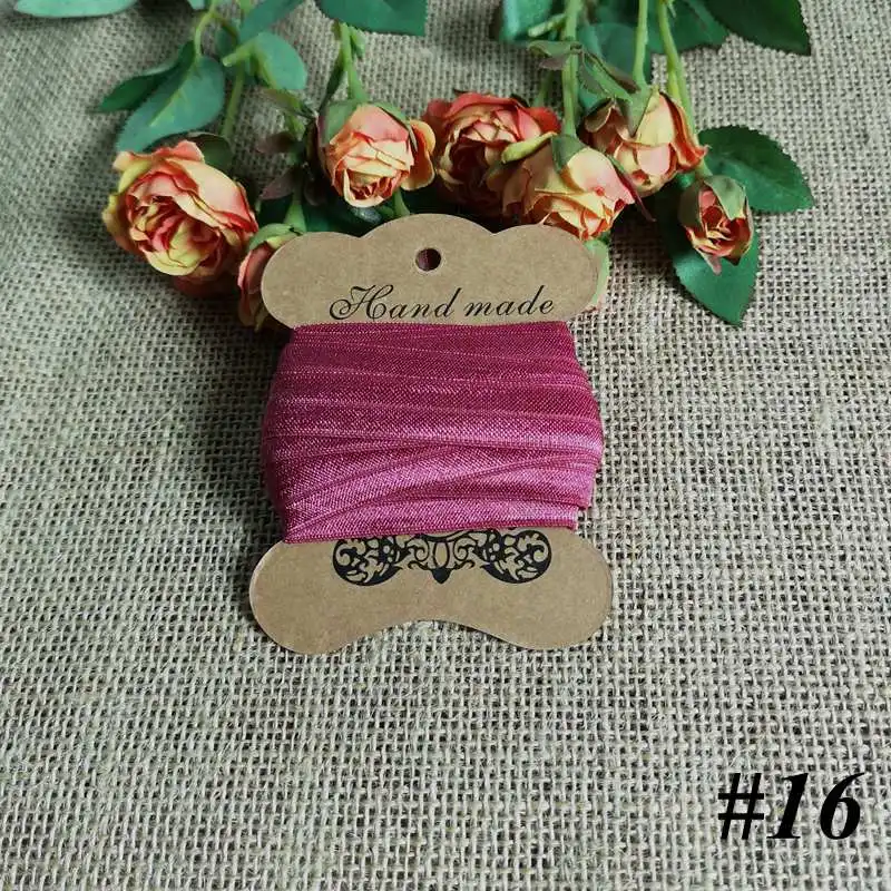 No16 5 ярдов/партия, 5/8 дюйма, 15 мм, одноцветная дешевая блестящая складывающаяся эластичная повязка из спандекса, Детская повязка для волос, повязка на голову, ленты, кружево отделка Шитье - Цвет: No16