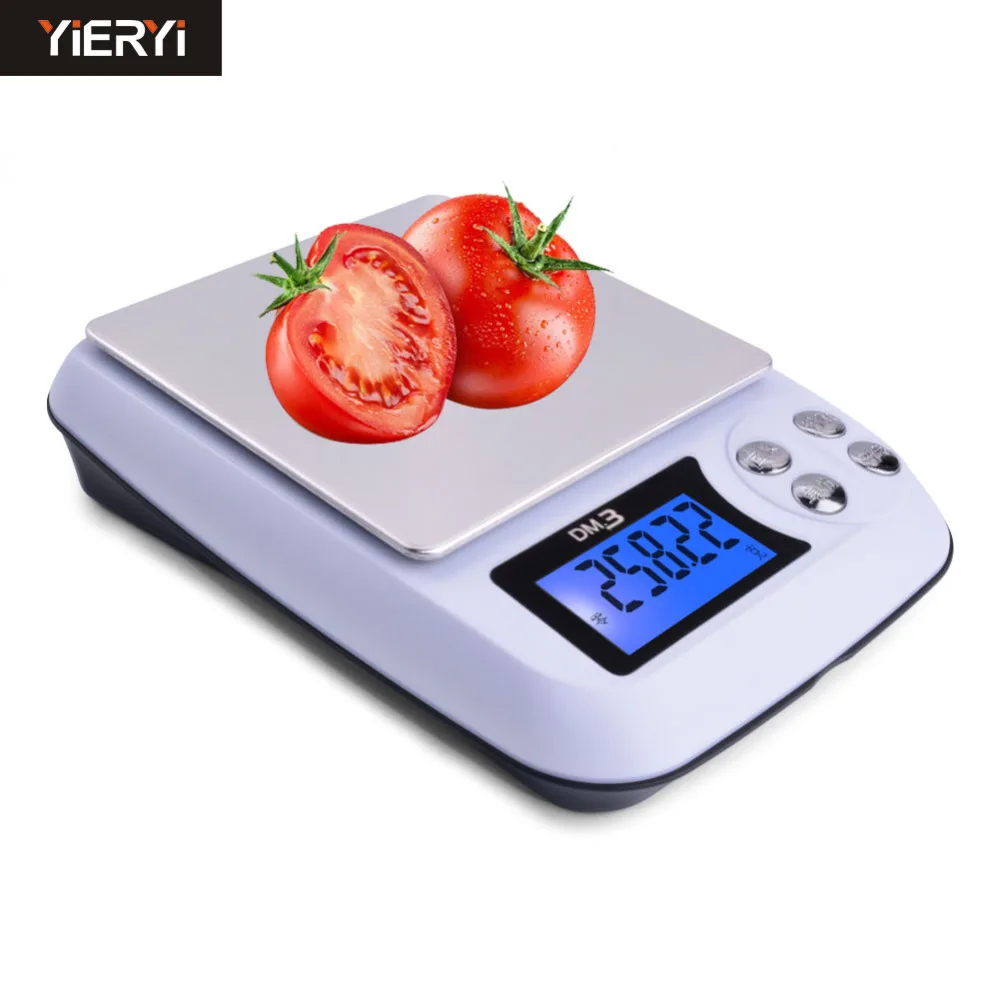 Yieryi Высокоточный подключаемого модуля электронные весы 200 г/500 г-0,01 г 1 кг/2 кг/3 кг-0,1g Кухня балансовый масштаб шкала для заваривания чая с Мощность шнур