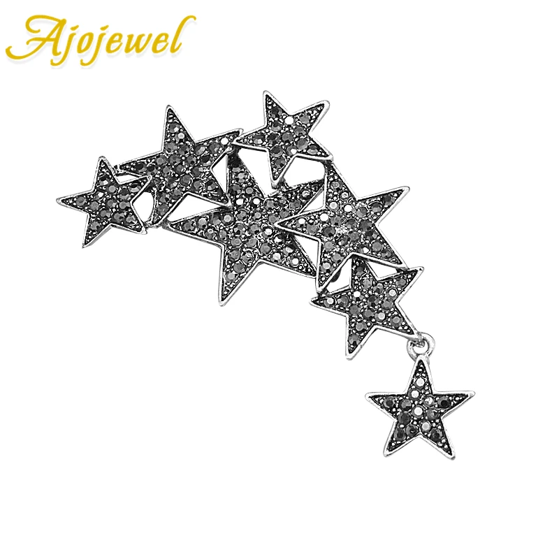 Женские винтажные броши на булавке Ajojewel серебристые в форме звезд полностью из