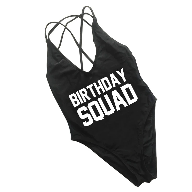 Color 2 Swimsuit Women One Piece Swimwear Womens Swim wear Custom Letter Birthday Squad Bathing Suit Party Bodysuit Sexy Monokini - Цвет: Color 2