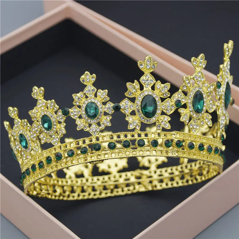 Queen King свадебная корона для женщин диадема невесты головной убор круглый диадемы и короны свадебные украшения для волос красивый головной убор