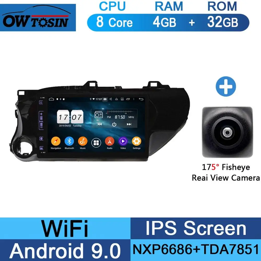 32G Fisheye Camera 10," ips 8 ядерный 4G+ 64G Android 9,0 автомобильный DVD мультимедиаплеер gps радио для Toyota Hilux DSP CarPlay Parrot BT - Цвет: 32G Fisheye Camera