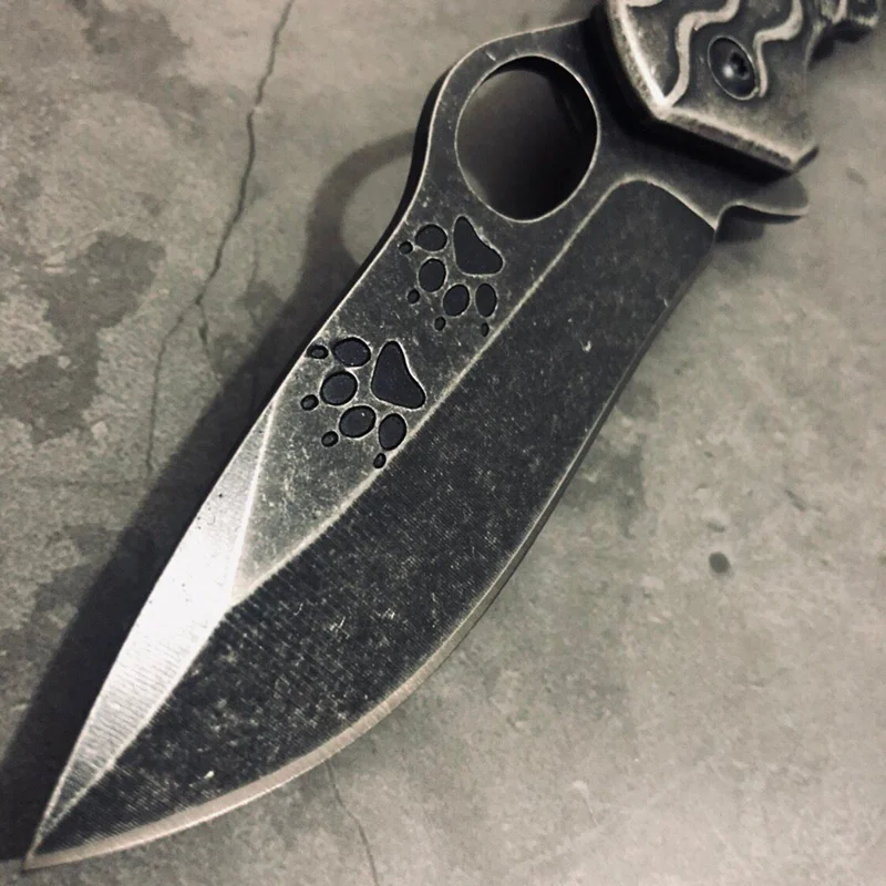 Высокое качество 3D Волк король резной Stonewash Тактический нож выживания кемпинг охотничьи ножи Открытый складной карманный нож s