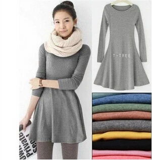 Лидер продаж весеннее женское платье модное однотонное Повседневное из 100%