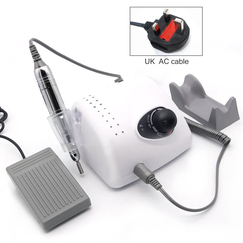 210A UK plug LKE Фрезер для маникюра, 35 Вт, высокая мощность, Электрический Фрезер для педикюра, 35000 об/мин, укроп, оборудование для дизайна ногтей, полировальные инструменты - Цвет: 210A UK plug