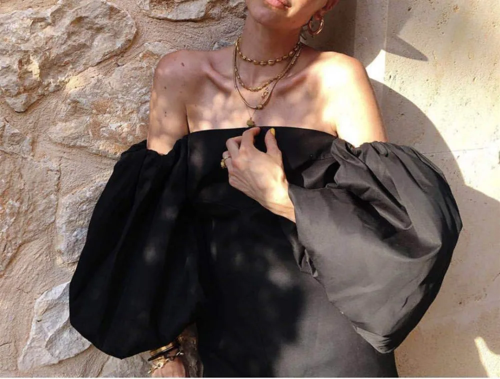 WHITNEY WANG 2019 Летняя мода уличная дизайнерская стильная с вырезом лодочкой пышными