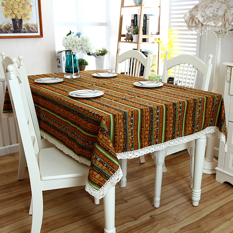 Скатерть из льна и хлопка блестящая в полоску|table cloth|linen cotton tableclothcotton tablecloths |