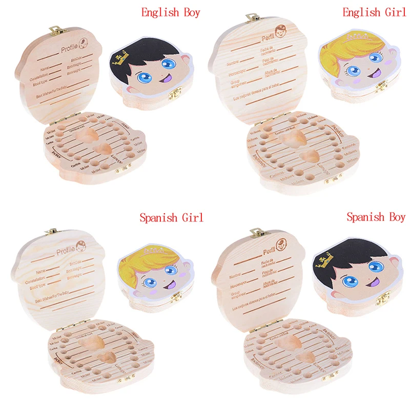 1 шт. органайзер для зубов детских молочных деревянная коробка хранения