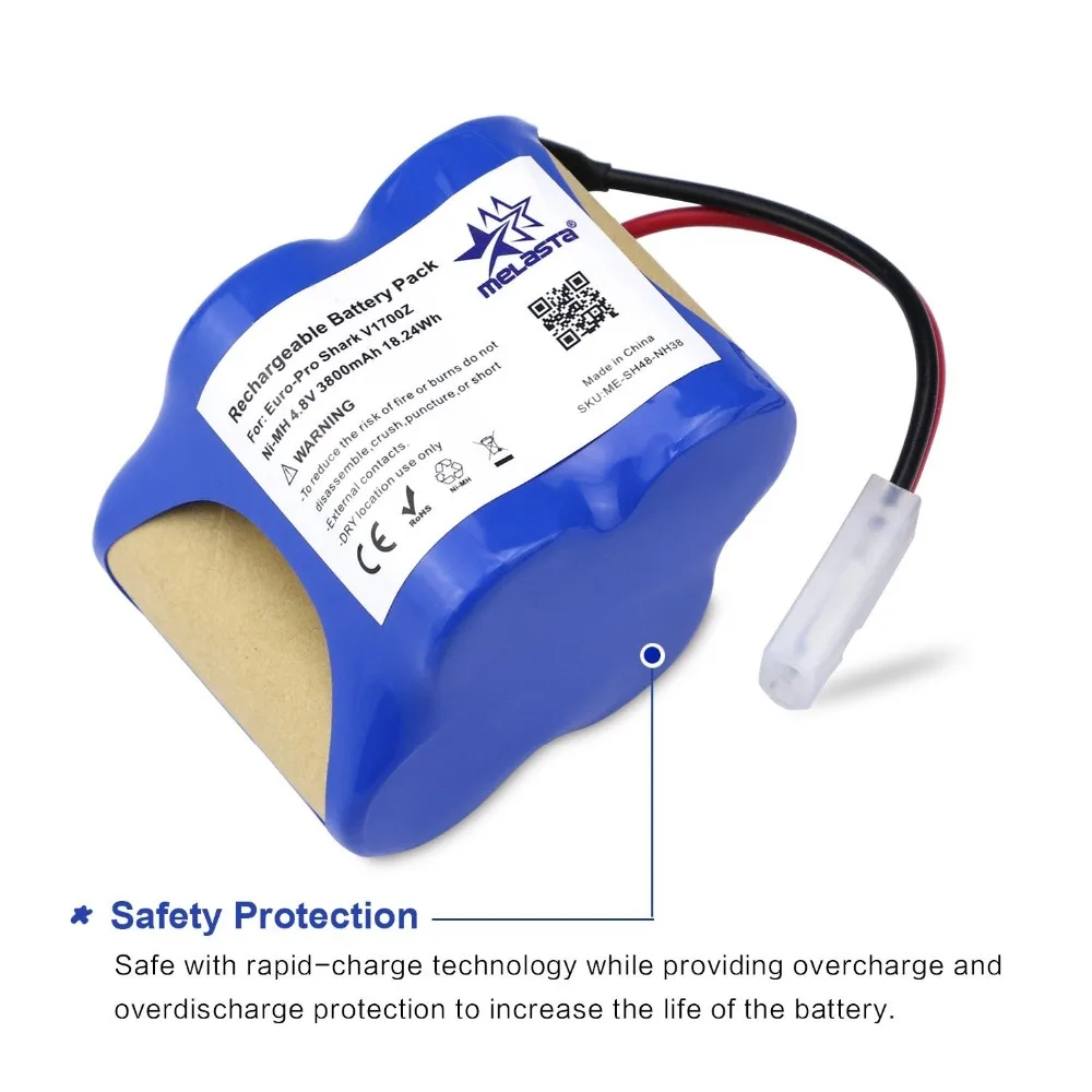 Melasta 2 PACK 4 8 V 3800mAh NiMH батарея для евро Pro Shark V1700Z V1930 X1725QN VAC X8905 беспроводной пылесос