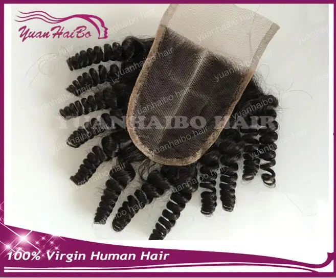wholesale! grade7a quality 1b# virgin indian hair curly lace closure for women free shipping |
