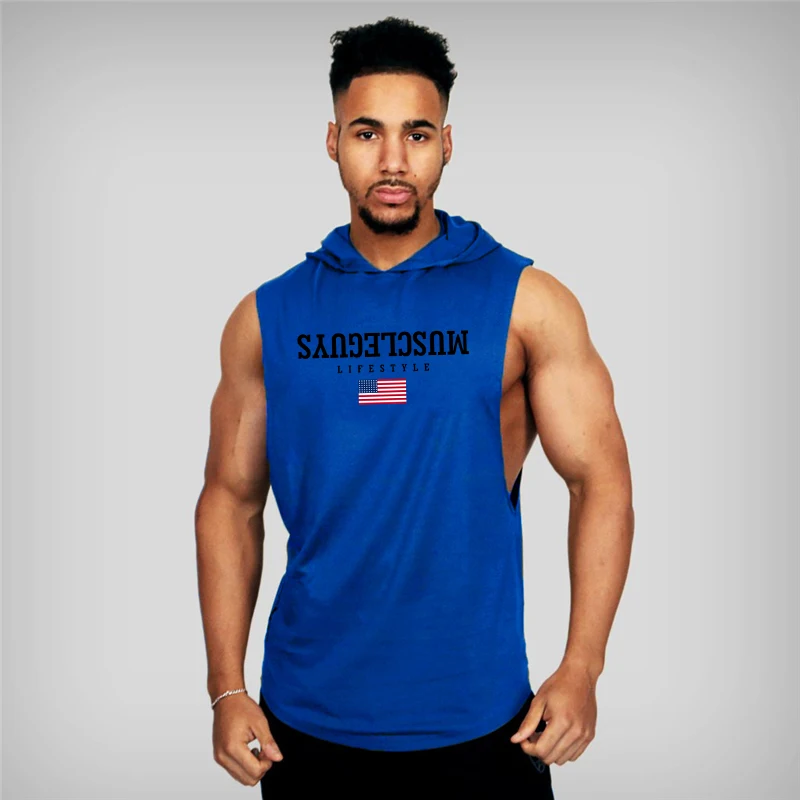 Muscleguys стиль жизни Спортивная майка для фитнеса майка с капюшоном мышцы рубашка для бодибилдинга тренажерные залы Tanktop мужские рубашки без рукавов