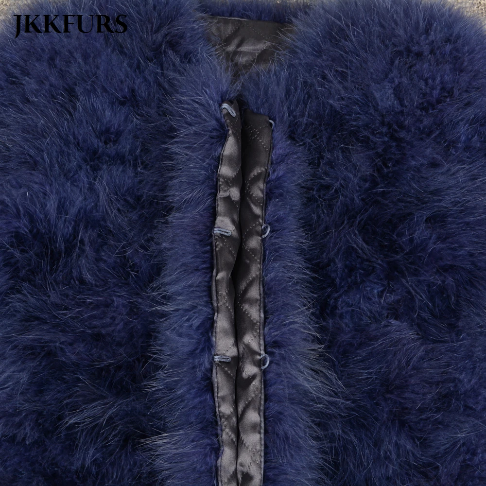 JKKFURS Новая женская шуба из натурального меха зимняя теплая куртка из натурального страусиного пера меховая Домашняя одежда наивысшего качества S1002