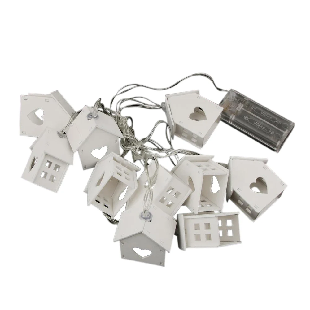 Горячая Рождественская гирлянда с коробкой для батарей деревянная в форме