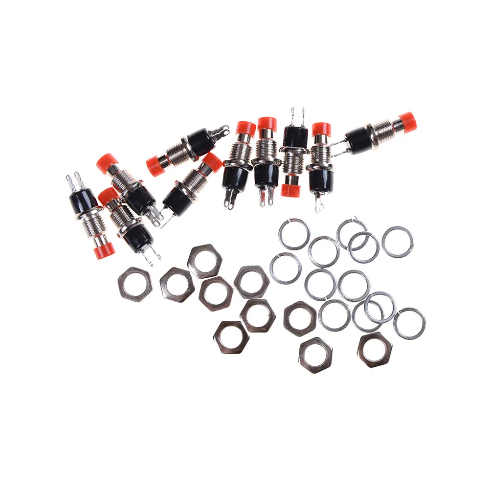 ZLinKJ 10 шт./лот 7 мм 2 шпильки нить многоцветный Мгновенный кнопочный переключатель