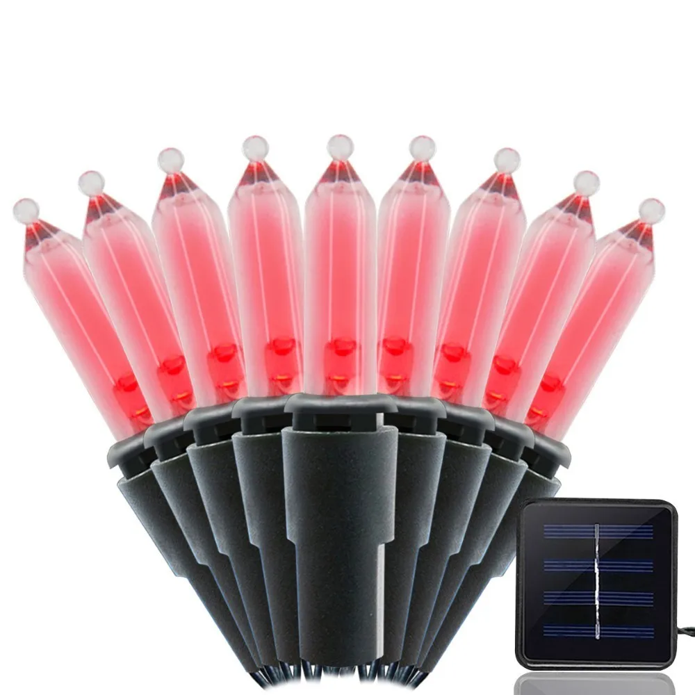 Red M5 50/100LED солнечная гирлянда, прозрачная мини Фея, рождественское освещение, декор для наружного/внутреннего сада, патио, свадебные украшения - Испускаемый цвет: Red