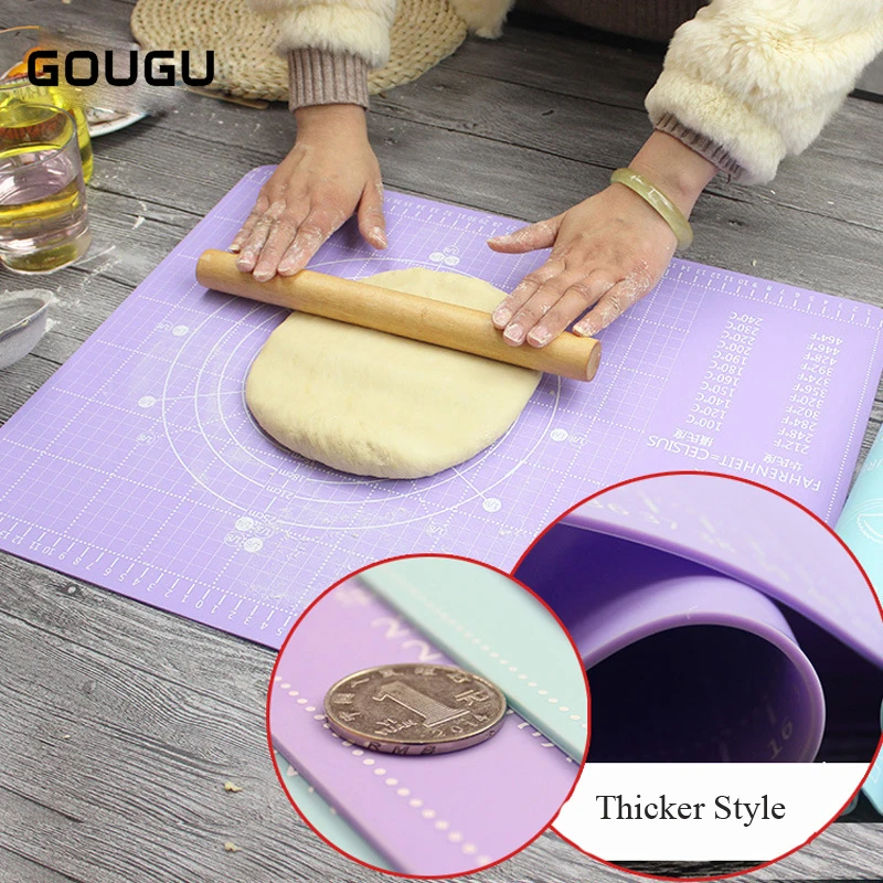 

50*40cm GOUGU Non-Stick Silicone Baking Mat With Size Measurement Scale Fondant Rolling Kneading Mat Cake Pastry Bakeware Tools