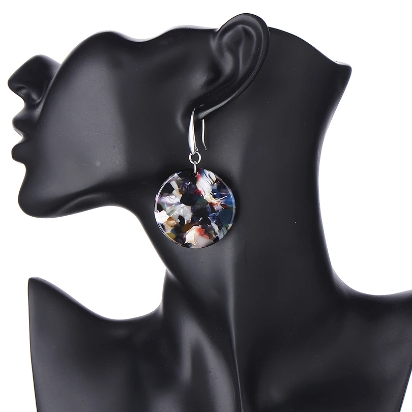 Женские Геометрические свисающие серьги в стиле бохо Разноцветные из акриловой