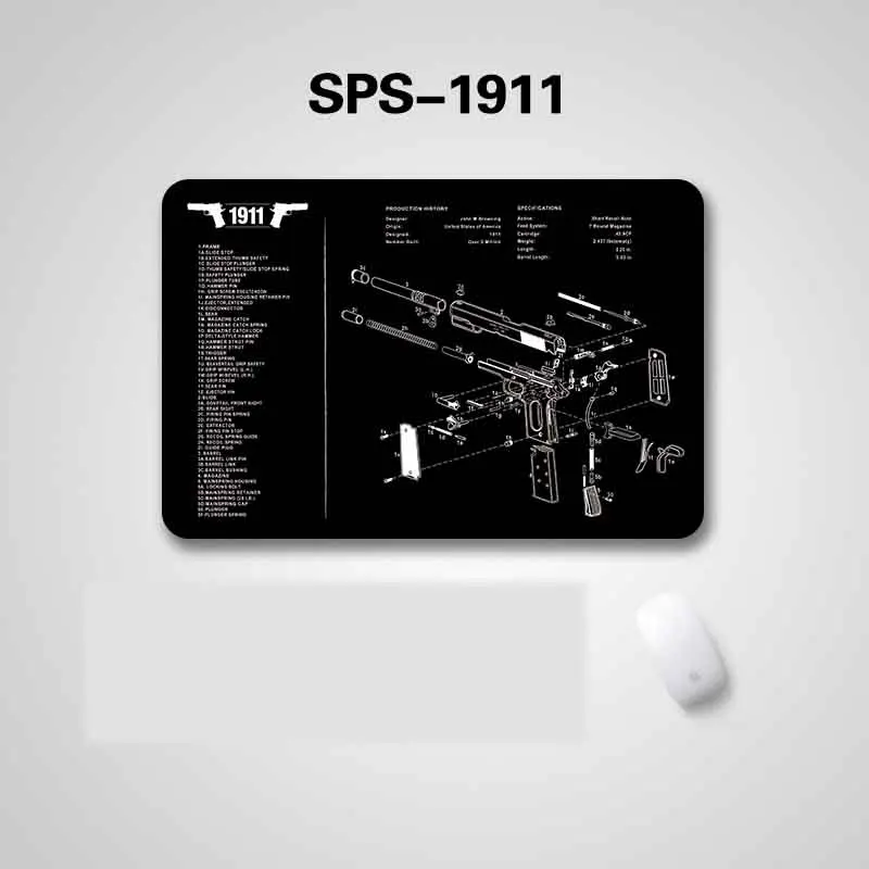 Водонепроницаемый резиновый Настольный коврик для чистки пистолета 17x11 дюймов