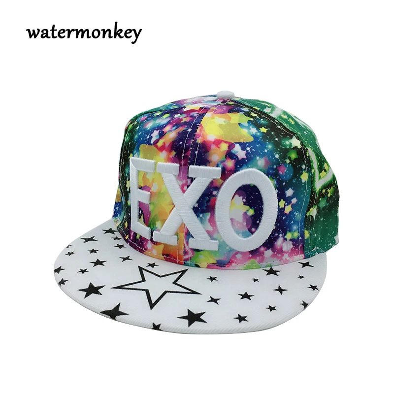 Мода emboridery EXO Шапки для Для мальчиков и девочек Bboy письмо Camo хип хоп wo мужчин Bone K