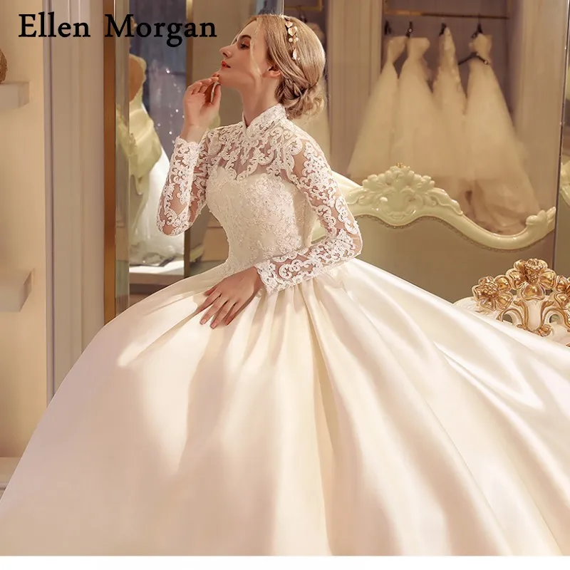 Кружевные бальные платья с открытой спиной свадебные 2019 Vestido De Noiva Mariage высоким