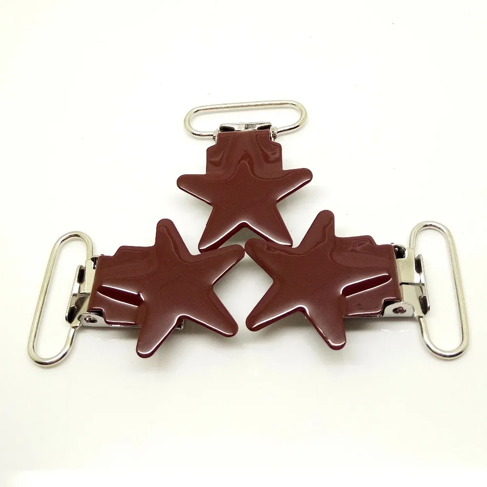 

star suspender clips 20pcs pacifier clips metal enamel suspender clips brown color