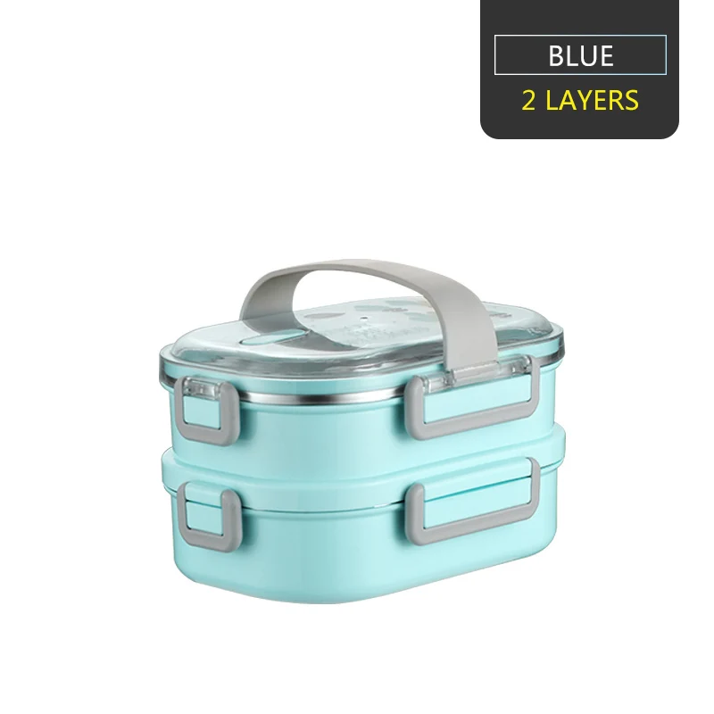 WORTHBUY японский картон Ланч-бокс 304 из нержавеющей стали Bento box для детей контейнер для хранения еды герметичный Bento Ланч-бокс - Цвет: 2 Layer Blue