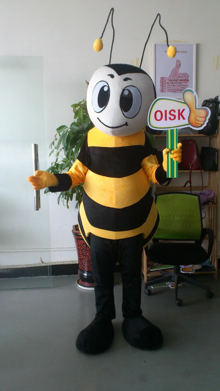 Быстрая доставка ohlees реальное изображение милый желтый Пчела талисман костюм