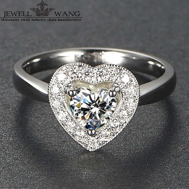 Ювелирное кольцо Moissanite Deluxe 0.5ct сертифицировано FG/vvs1 обручальные кольца для женщин сердце алмаз боковая камень
