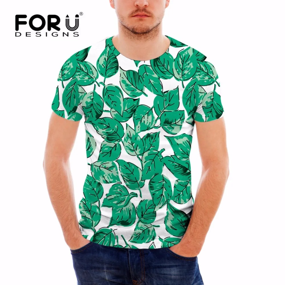 FORUDESIGNS/Летняя Гавайская Мужская футболка с коротким рукавом тропическим лесом