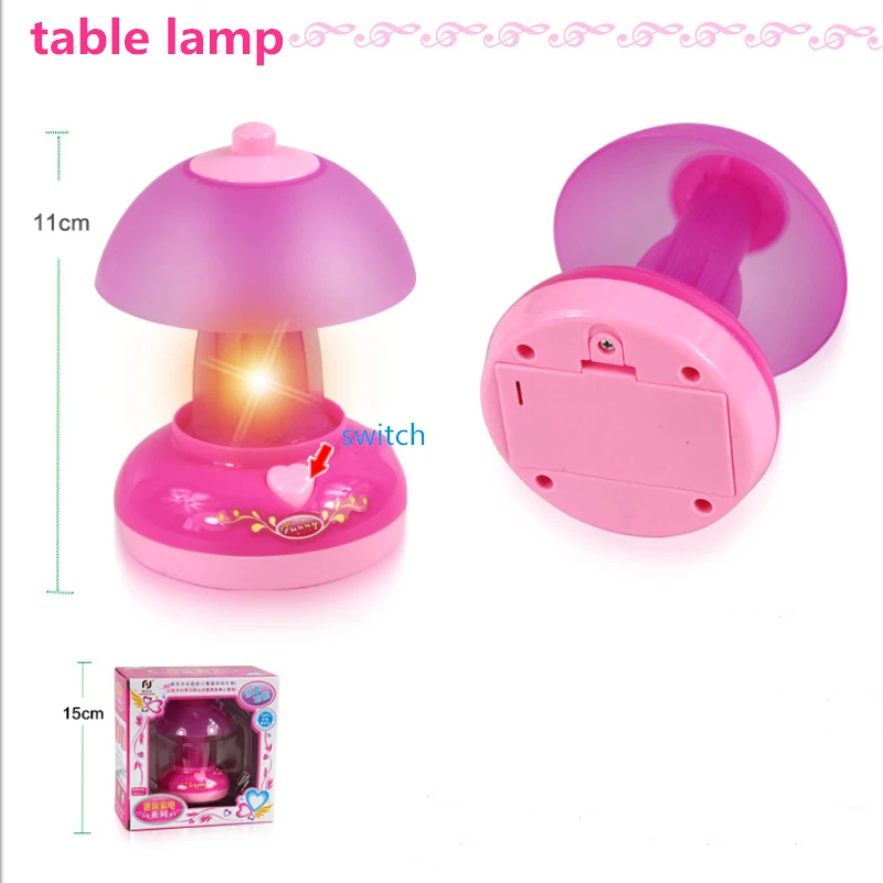 Table lamp Мини-игрушки для кухни, светильник и звук, пластиковая имитирующая бытовая техника для детей, Детский игровой домик, Игрушки для маленьких девочек, ролевые игры - Цвет: Table lamp