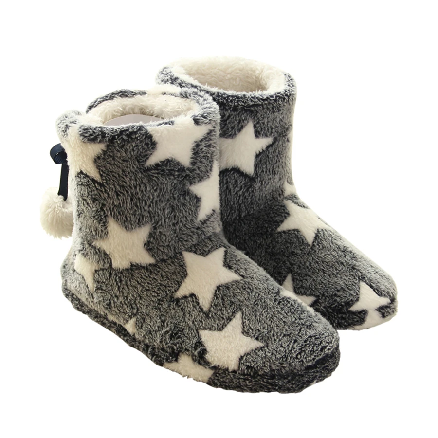 

Cute Star Pattern Winter Women Warm Home Slippers For Indoor House Bedroom Thick Plush Floor Shoes Pantufa