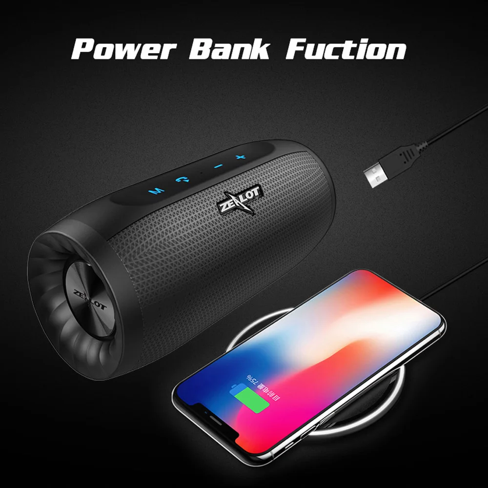 ZEALOT супер бас Bluetooth динамик беспроводной 3D стерео Саундбар AUX TF карты играть на открытом воздухе громкой связи с микрофоном сенсорное управление