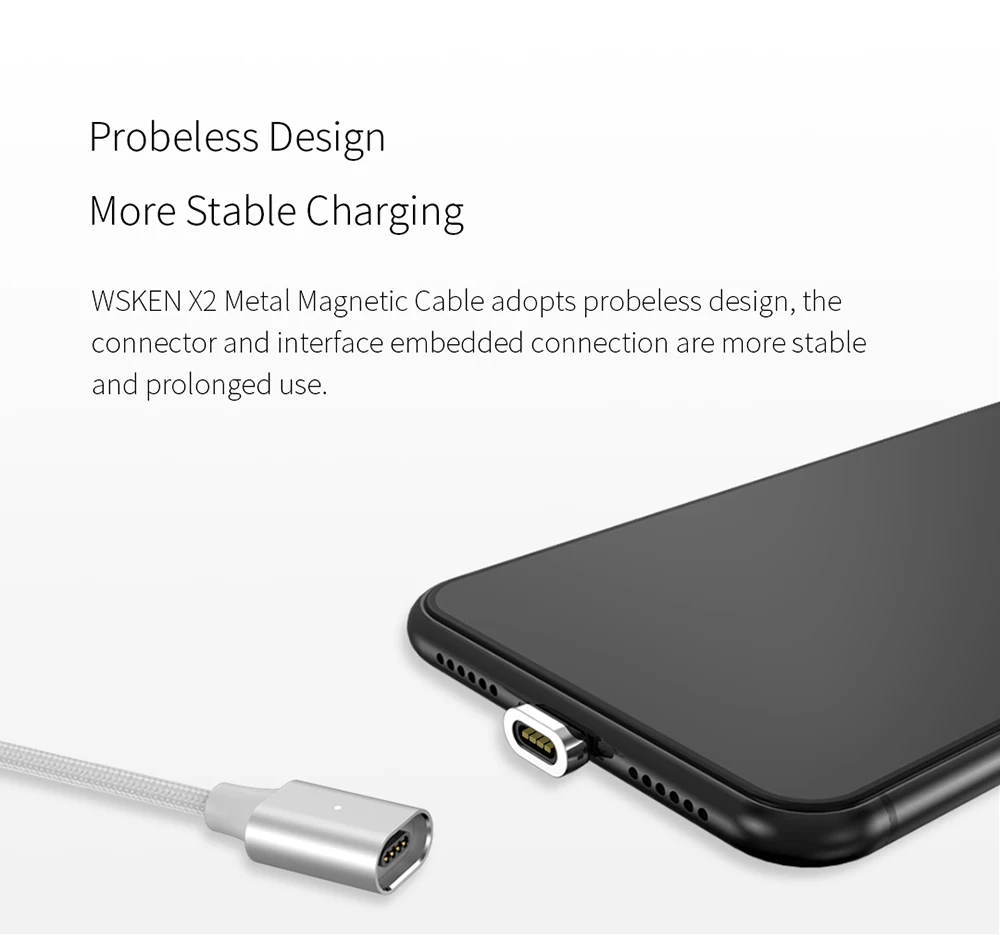 WSKEN X2 магнитное зарядное устройство для iPhone XS XR Micro usb type C кабель 3A Быстрая зарядка для samsung S9 S8 Note 9 USB-C адаптер для телефона