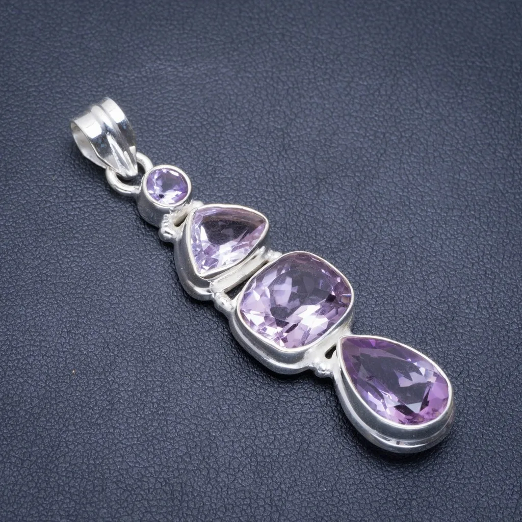 Натуральный Аметист ручной уникальный 925 Серебряный кулон 2 25 &quotA1737|Подвески| |