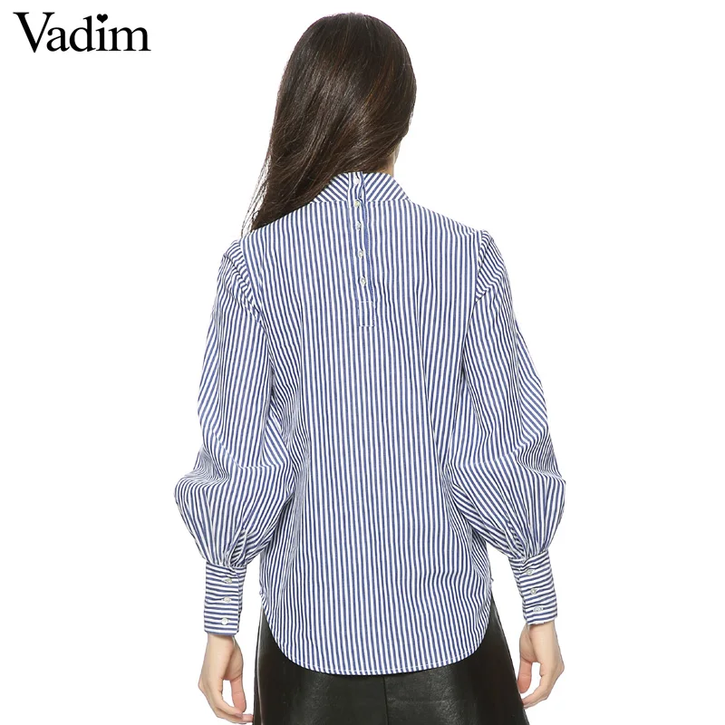 Блузка Vadim Женская с вышитыми цветами в полоску из хлопка длинным рукавом высоким