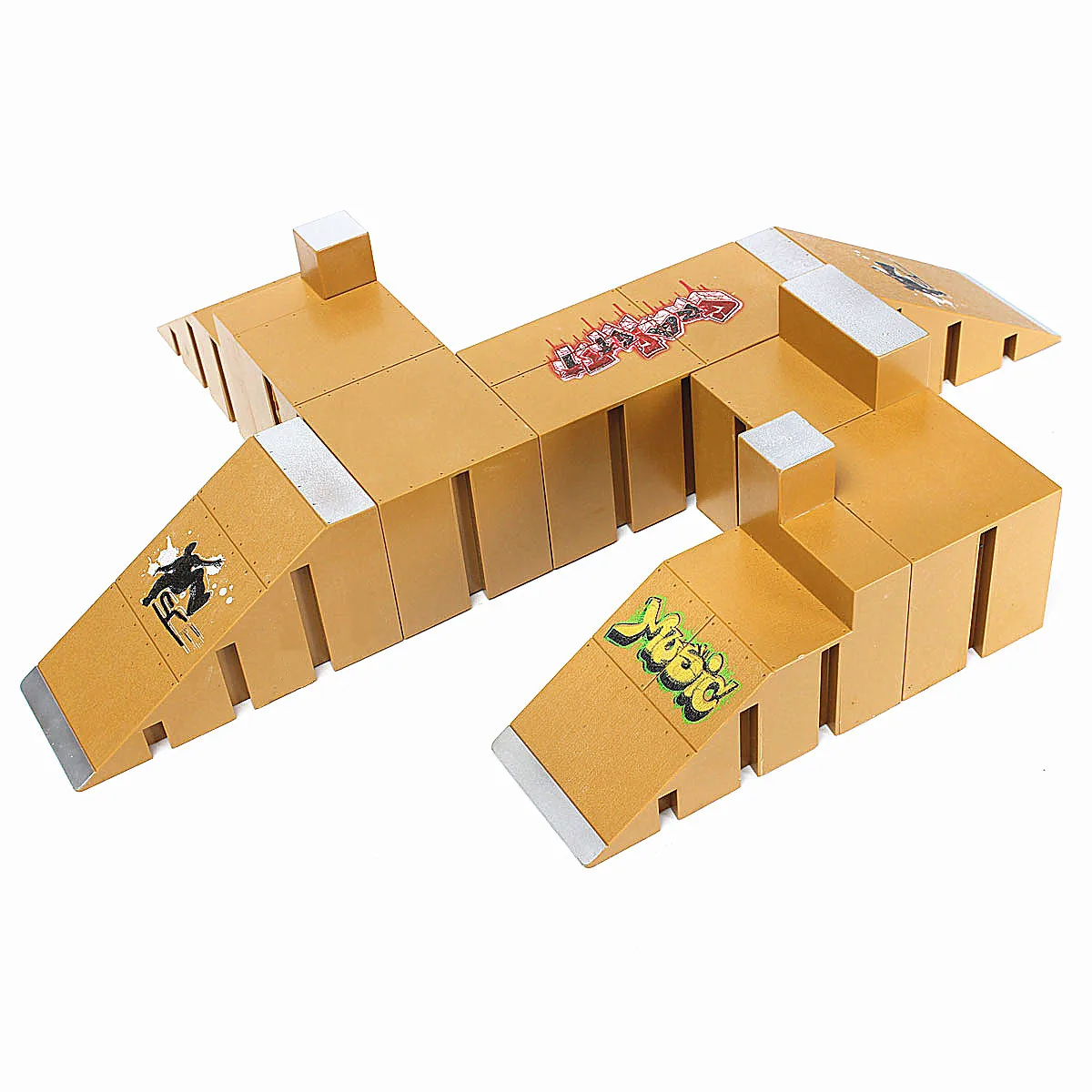 Yellow Skate Park Ramp Parts for Fingerboard Finger Board Parks Amateur Kids Childrens Birthday Gift Toy