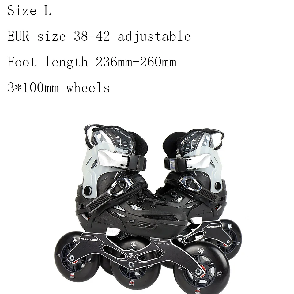 Black size L 38-42 Летающий орел S6S детский скоростной роликовый Коньки 3*90/100 мм колеса Сокол роликовые коньки обувь для улицы коньки Patines - Цвет: Black size L 38-42