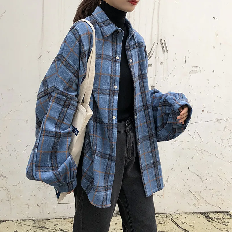 Футболки свободные Harajuku корейский стиль модные женские туфли новые Однобортный BF школьников с длинным рукавом Для женщин s рубашка ежедневно Q357