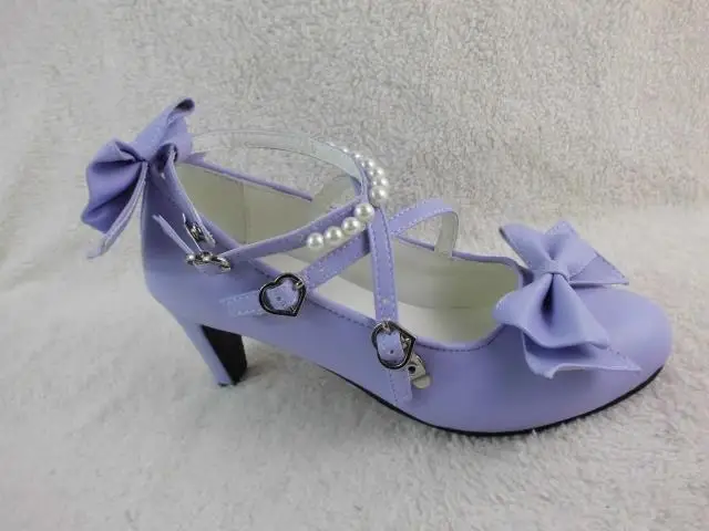 Matte Purple Antaina/вечерние блестящие туфли в стиле Лолиты; милые туфли в стиле Лолиты на тонком каблуке 6,3 см с элегантным бантом; цвет розовый - Цвет: Matte Purple
