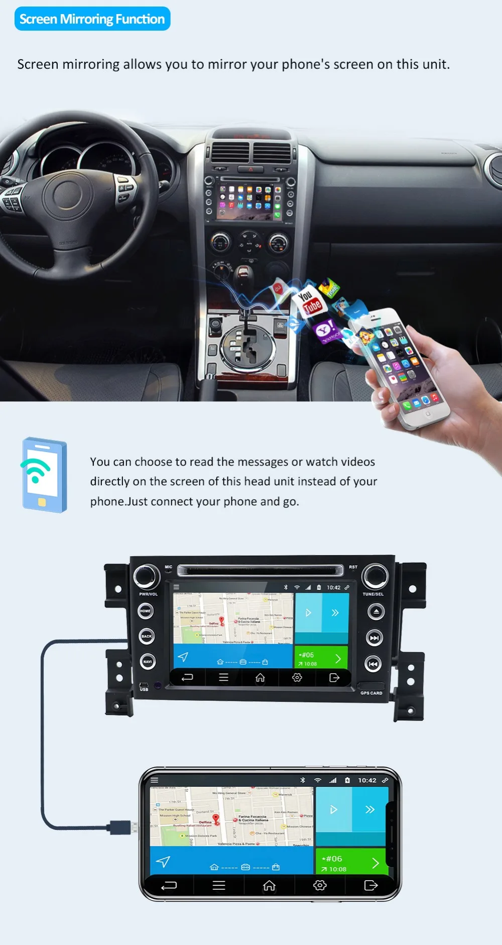 Восьмиядерный 2 din android 9,0 1024*600 автомобильный dvd для suzuki grand vitara мультимедийный автомобильный Радио Стерео gps с управлением на рулевом колесе